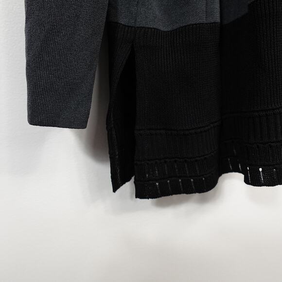 Exclusively Misook Grey Cardigan Open Front Black White Trim Shoulder Pads - Picture 6 of 10